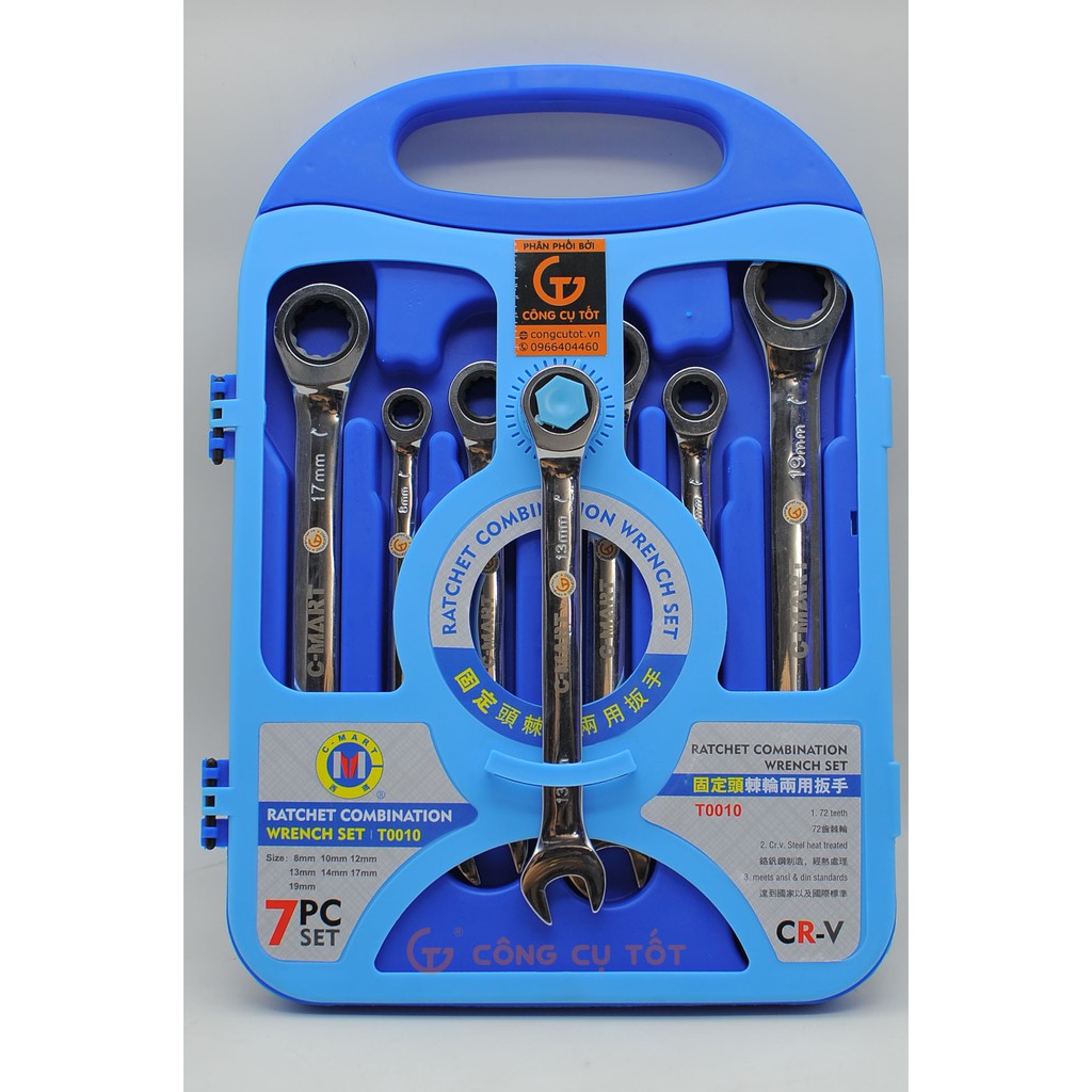 Bộ 7 cờ lê tự động cỡ 8-19 T0010 C-Mart Tools Đài Loan