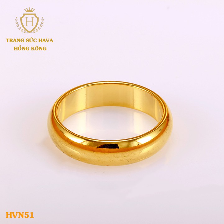 Nhẫn Cưới 2 Chỉ Cổ Điển, Nhẫn Nữ, Nhẫn Nam Xi Mạ Vàng Non Cao Cấp - Trang Sức Hava Hong Kong - HVN51