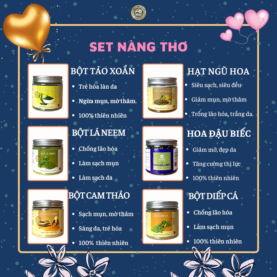 Set quà tặng Nàng Thơ dành tặng chị em phụ nữ - Làm đẹp và dưỡng trắng từ thảo mộc, cấp ẩm cho da, chống lão hóa da