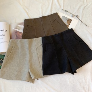 [HÀNG CÓ SẴN] Quần short nỉ nữ, quần sooc dạ nỉ cạp cao mùa đông hàng Quảng Châu