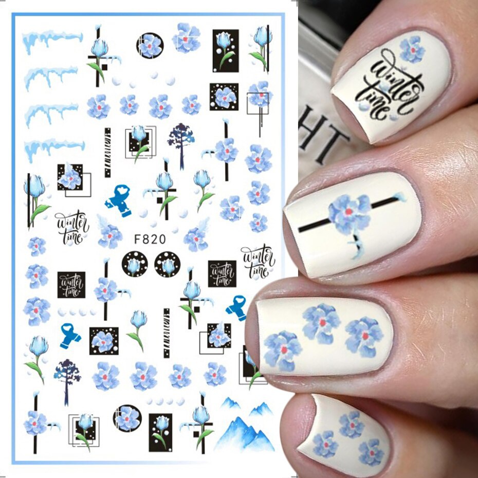 Miếng Dán Trang Trí Móng Tay Hình Hoa Lá 3d DIY