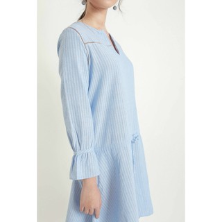[Mã WANAAA giảm 20% tối đa 100k đơn 150k] [MOMOCO] Váy boho dài tay cổ xẻ kẻ sọc