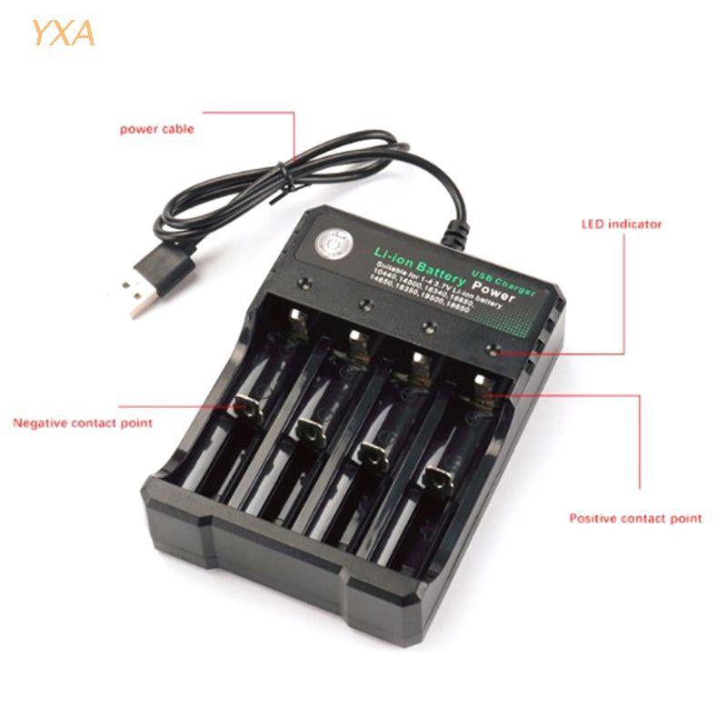 [yxa] 3.7V 18650 4 Slots Charger Portable 18350 16340 14500 USB Interface Intelligent Vape Independent Li-ion Battery Charging Device