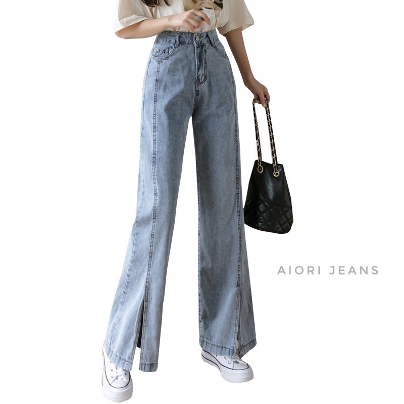 [Mã SRAPR8703 giảm 50% tối đa 20k đơn 0Đ] Quần Jean Nữ AIORI Ống Rộng Lưng Cao Trơn Jeans Ống Suông Cạp Cao_AJ3391 | BigBuy360 - bigbuy360.vn
