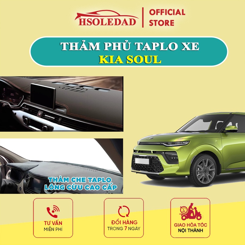 Thảm taplo KIA SOUL bằng lông Cừu 3 lớp hoặc Da Cacbon