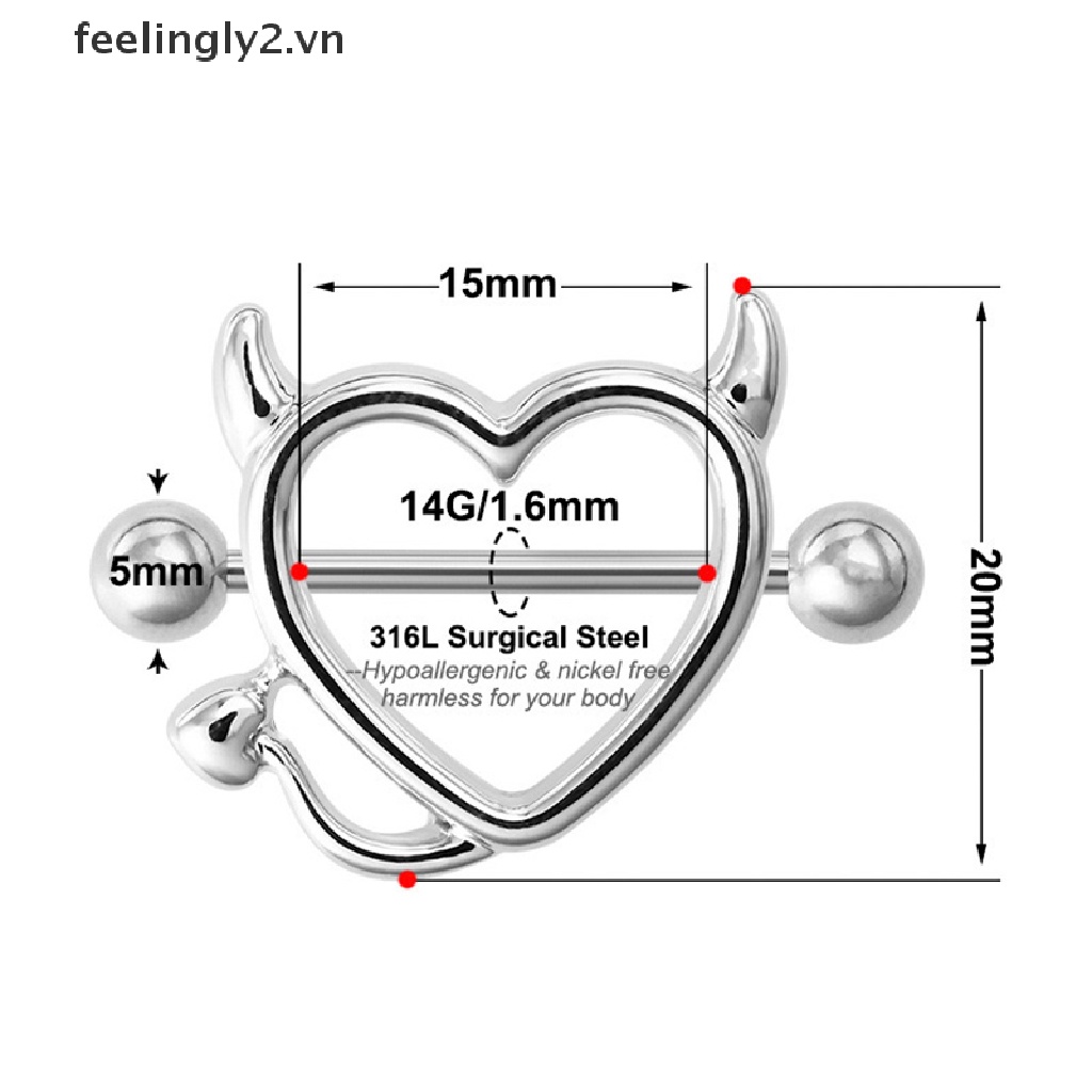 Khuyên Xỏ Ngực Hình Trái Tim Bằng Thép