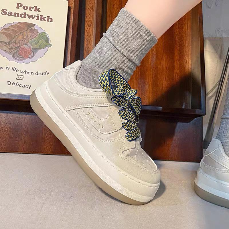 Giày thể thao nữ dây bản to quai tết da mềm đế độn cao 5 cm dễ phối đồ