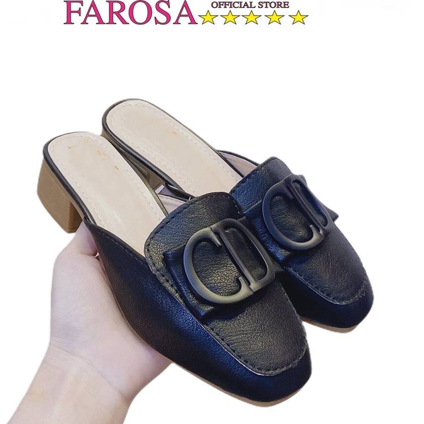Dép sục nữ đế vuông 3 phân FAROSA phối mặt khóa siêu hót