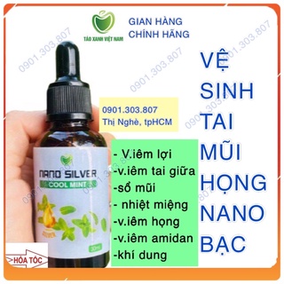 Nano Bạc Táo Xanh, Nano silver cool mint vệ sinhTai Mũi Họng, Ho (chai 30ml), mua 2 tặng 1 xit không gian nano bạc