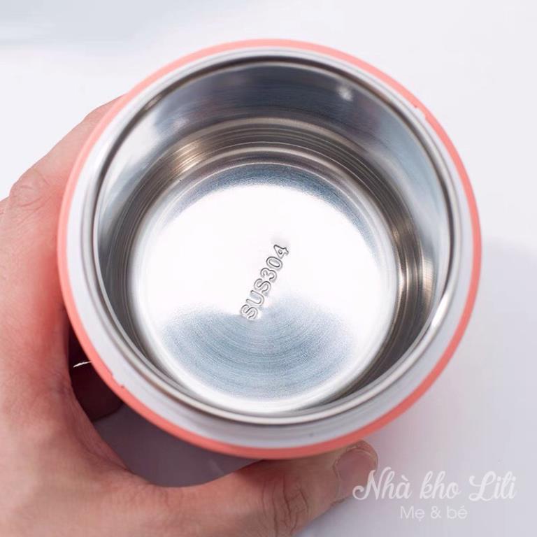 Bình ủ cháo cho bé ELE, 2 lớp inox 304 tặng kèm thìa, dung tích 430ml