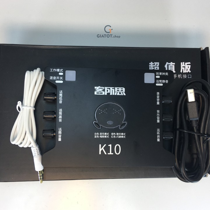 Combo Mic Thu Âm Micro Isk At100 và Sound Card K10 kèm tai nghe