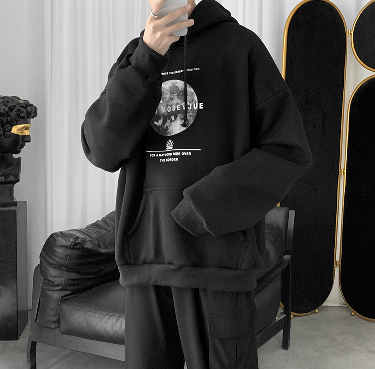  Áo hoodie dài tay dáng rộng in họa tiết thời trang cá tính cho nam
