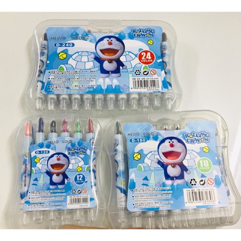 Sáp vặn 12 màu Doraemon hộp nhựa