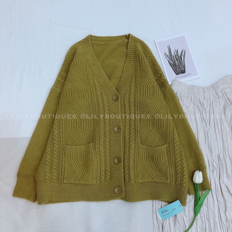 Cardigan len thừng 2 túi