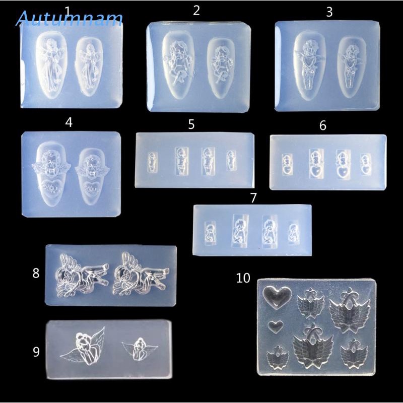 [Hàng mới về] Khuôn silicone làm phụ kiện dán trang trí móng tay epoxy resin DIY thủ công kiểu dáng thiên thần