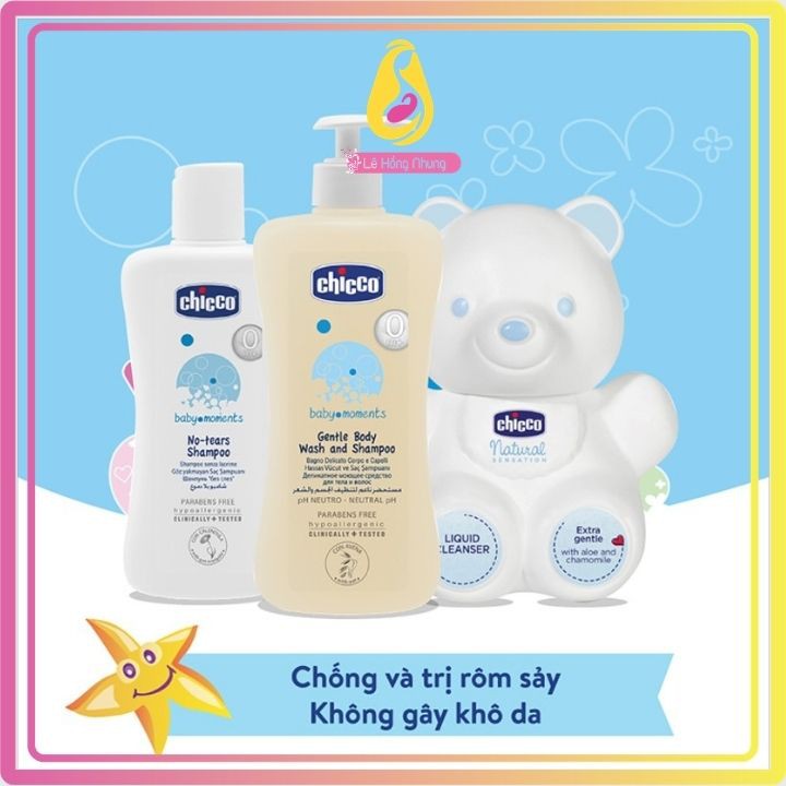 Sữa Tắm Gội Toàn Thân Cho Bé Chiết Xuất Yến Mạch/Hoa Cúc 0+ Chicco 500ml/200ml