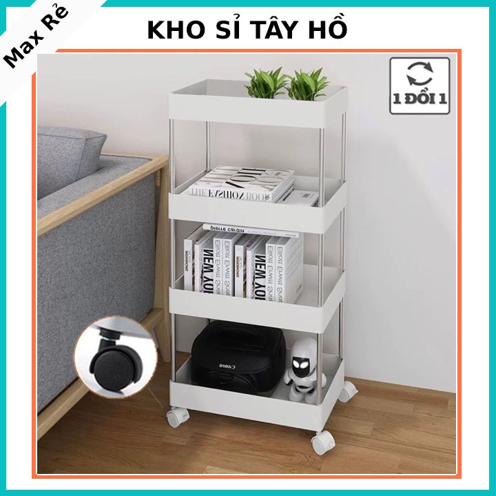 Kệ để đồ đa năng ⚡ Kệ để đồ 3 tầng, 4 tầng có bánh xe để đồ nhà bếp, nhà tắm, decor phòng gọn gàng tiện lợi