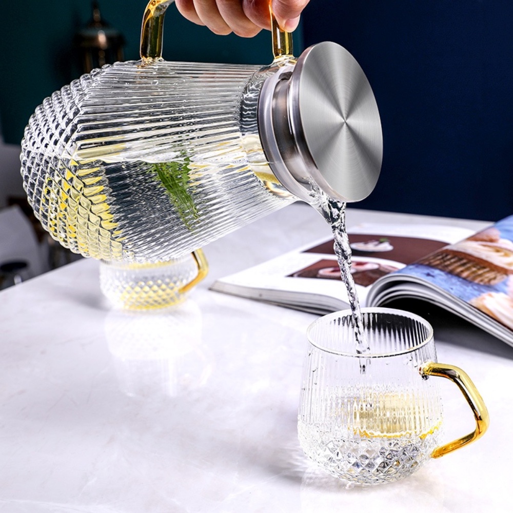 Bộ Bình Thủy Tinh Chịu Nhiệt DETOX Cao Cấp Kèm 6 Ly Thủy Tinh Sang Trọng, Chất liệu An Toàn , bền đẹp , bảo hành 2 năm