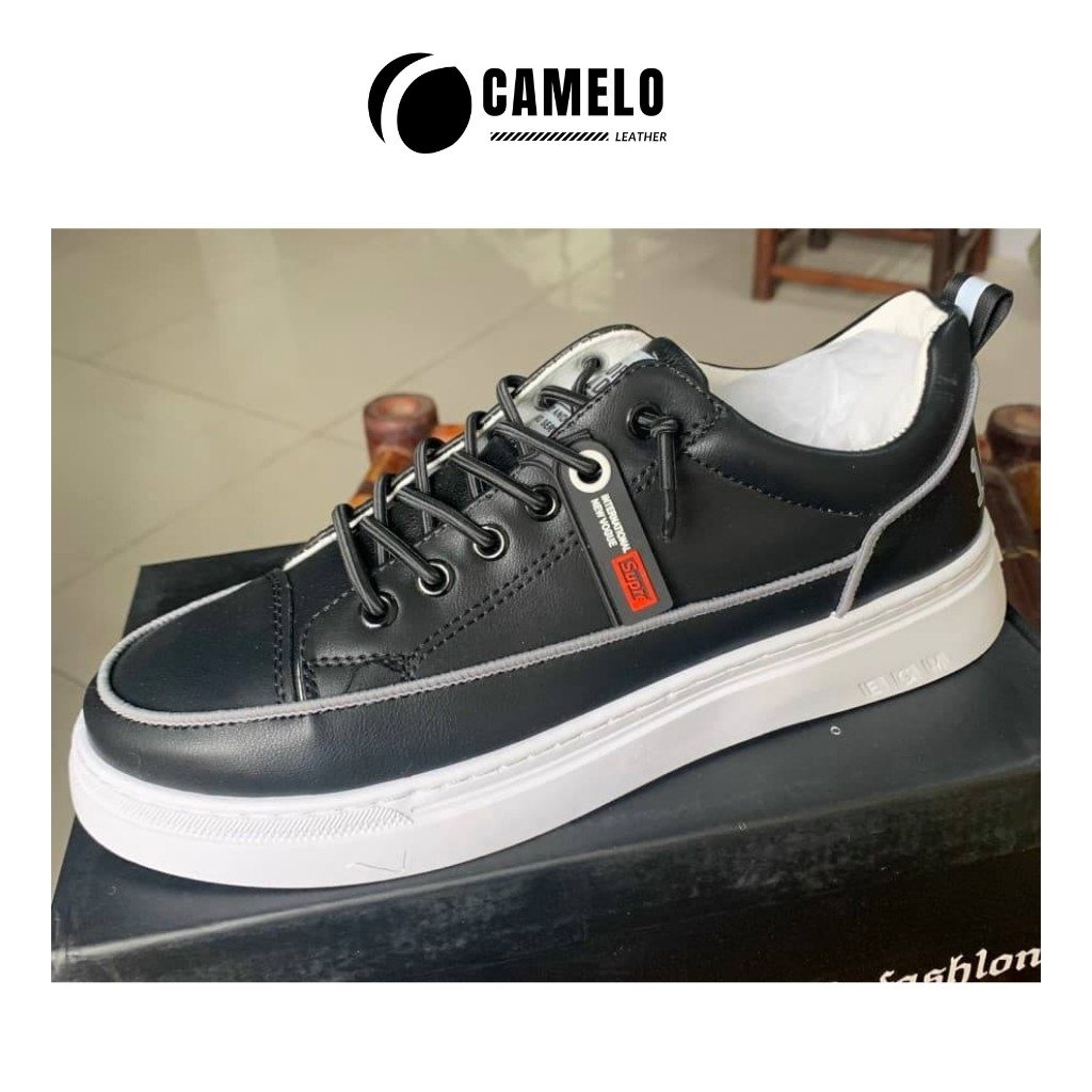 Giày Sneaker Thể Thao Da Đen Cao Cấp-Giày Sneaker Phong Cách Hàn Quốc CAMELO BC02T | BigBuy360 - bigbuy360.vn