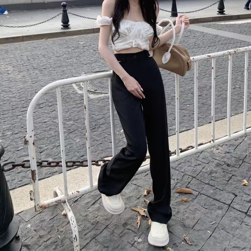 Quần ống rộng Lưng Cao Thời Trang Hàn Quốc Cho Nữ