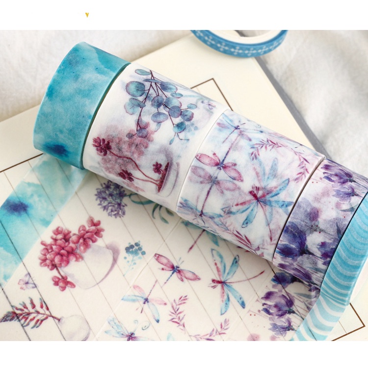 Set 10 cuộn băng keo washi dễ thương trang trí sổ tay nhật ký sáng tạo