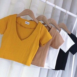[Xả kho cắt lỗ] Áo croptop cổ tim sexy [Ảnh Thật]