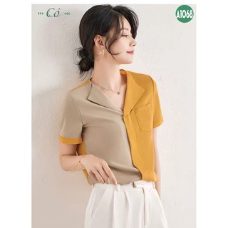 Áo sơ mi cổ vest phối màu - A1068