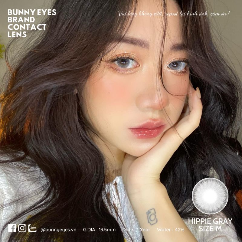 Kính Áp Tròng BUNNY EYES - Hippie 14.2mm Xám Giãn Vừa Đủ Độ