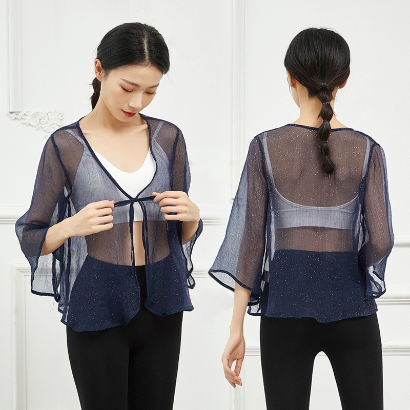 Áo Khoác Cardigan Ngắn Vải Gạc Họa Tiết Bầu Trời Đầy Sao Cổ Điển Dùng Tập Yoga / Nhảy Múa Dân Tộc Rhyme Đế Tập 02