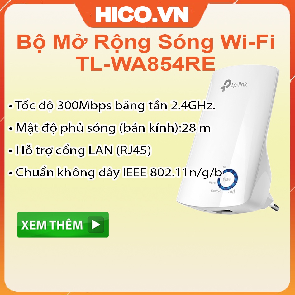 Bộ Kích Sóng Wifi Repeater 300Mbps TP-Link TL-WA854RE - Hàng Chính Hãng