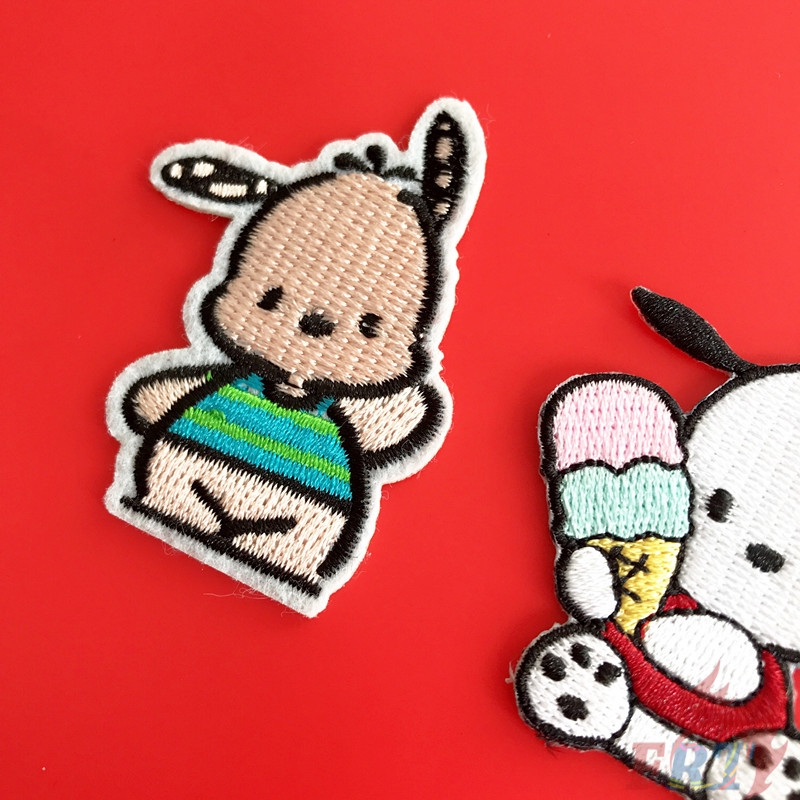 Bộ 1 / 2 miếng dán ủi trang trí quần áo họa tiết chữ Sanrio Pochacao
