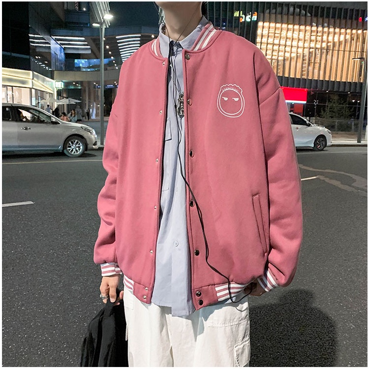 Áo bomber nam form rộng, Áo bóng chày logo mặt cười phong cách đi chơi mặc nhà thời trang đường phố | BigBuy360 - bigbuy360.vn