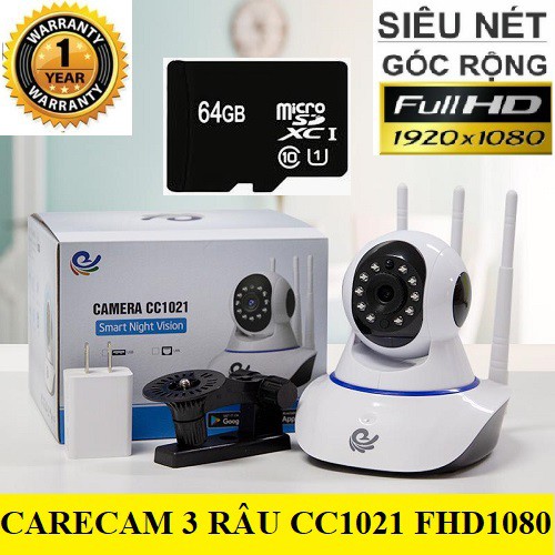 CAMERA CARECAM 3 RÂU CC1021 FHD1080 - 2.0Mps - DÒ THEO CHUYỂN ĐỘNG | BigBuy360 - bigbuy360.vn