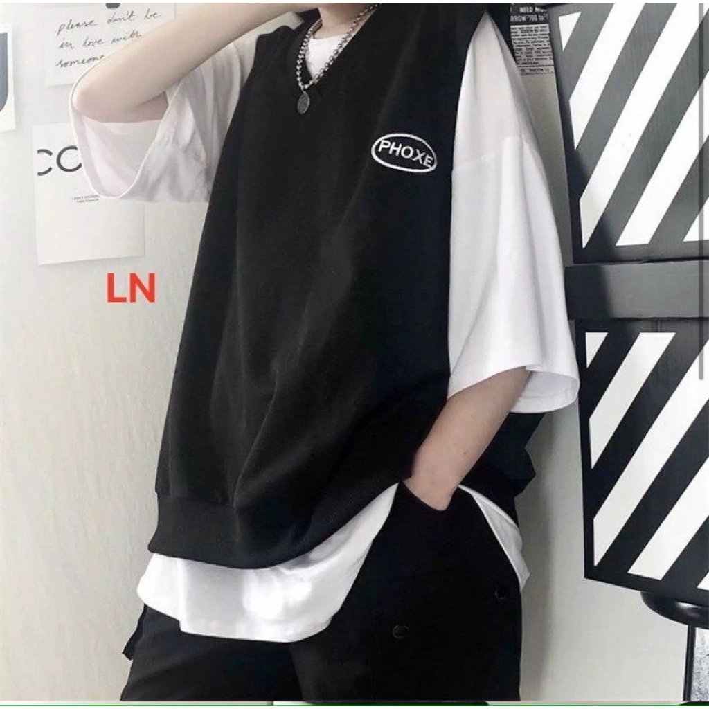 Sét 2 áo gile đen, trắng STYLE HÀN QUỐC
