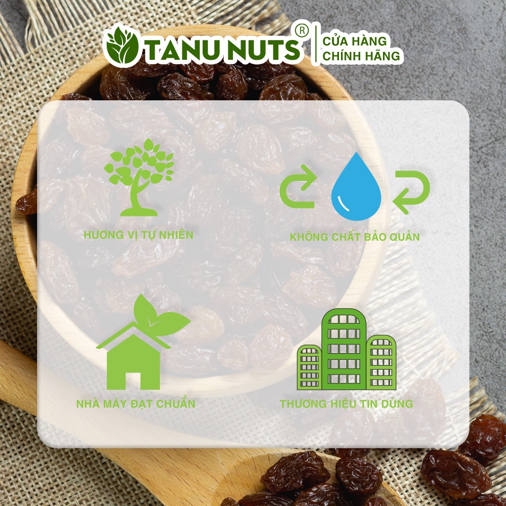 Nho khô Raisins 3 màu TANU NUTS, nho khô không đường Chile sấy chua ngọt