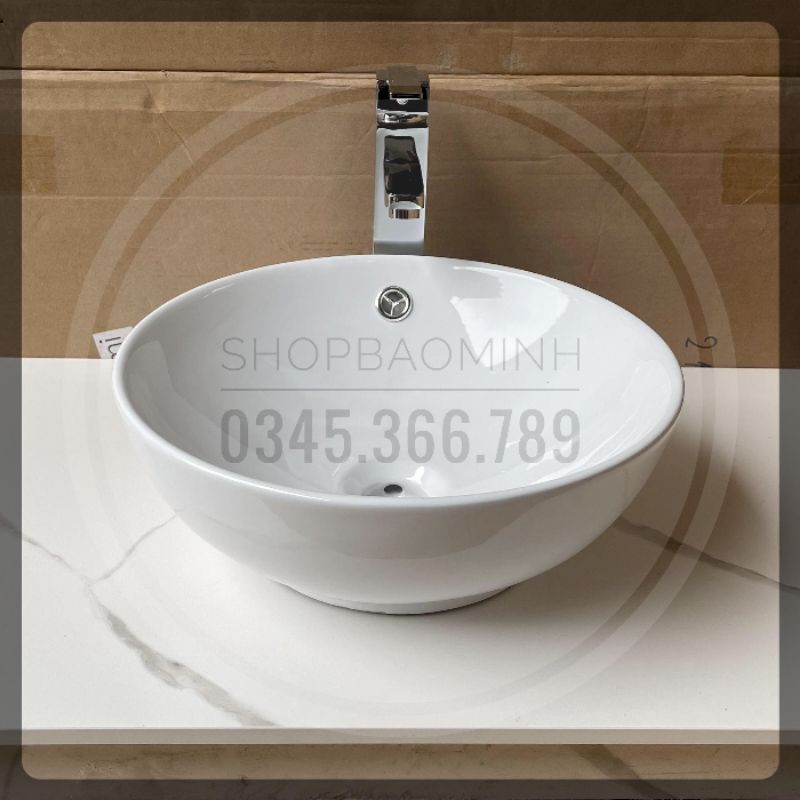 Chậu rửa mặt - Lavabo bát đặt bàn size nhỏ (KT 37x14cm)