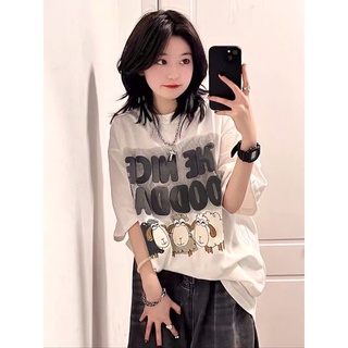 Áo thun cổ tròn tay lỡ dáng rộng the nice good day freesize nam nữ phong cách hàn quốc