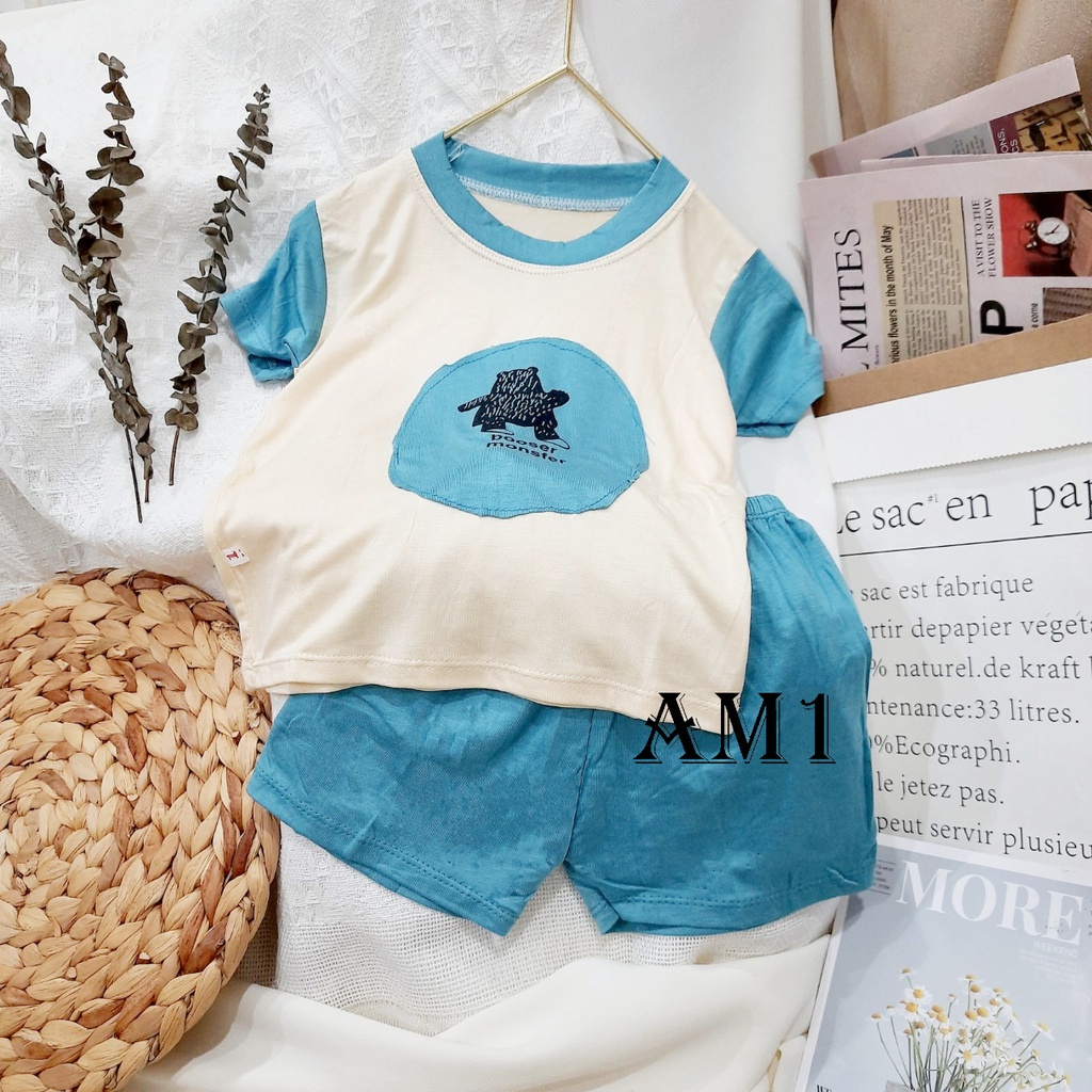 (8-16kg) Đồ bộ cho bé cộc tay thun lạnh họa tiết gấu cực đẹp thoáng mát mùa hè QATE928