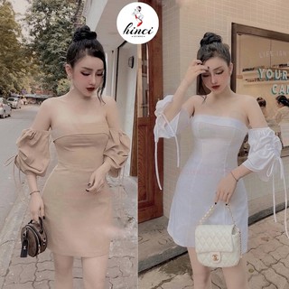 Váy Body Trắng - Đầm Dự Tiệc Trễ Vai Hở Lưng Sexy Dáng Ôm Chất Lụa Mềm Mát [10]
