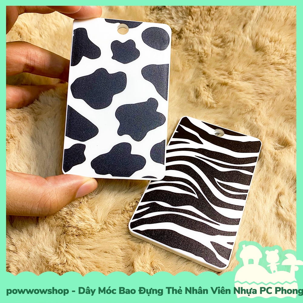 [Sẵn VN - Hỏa Tốc] Dây Móc Bao Đựng Thẻ Nhân Viên Nhựa PC Phong Cách Dairy Cow Bò Sữa &amp; Zebra Ngựa Vằn