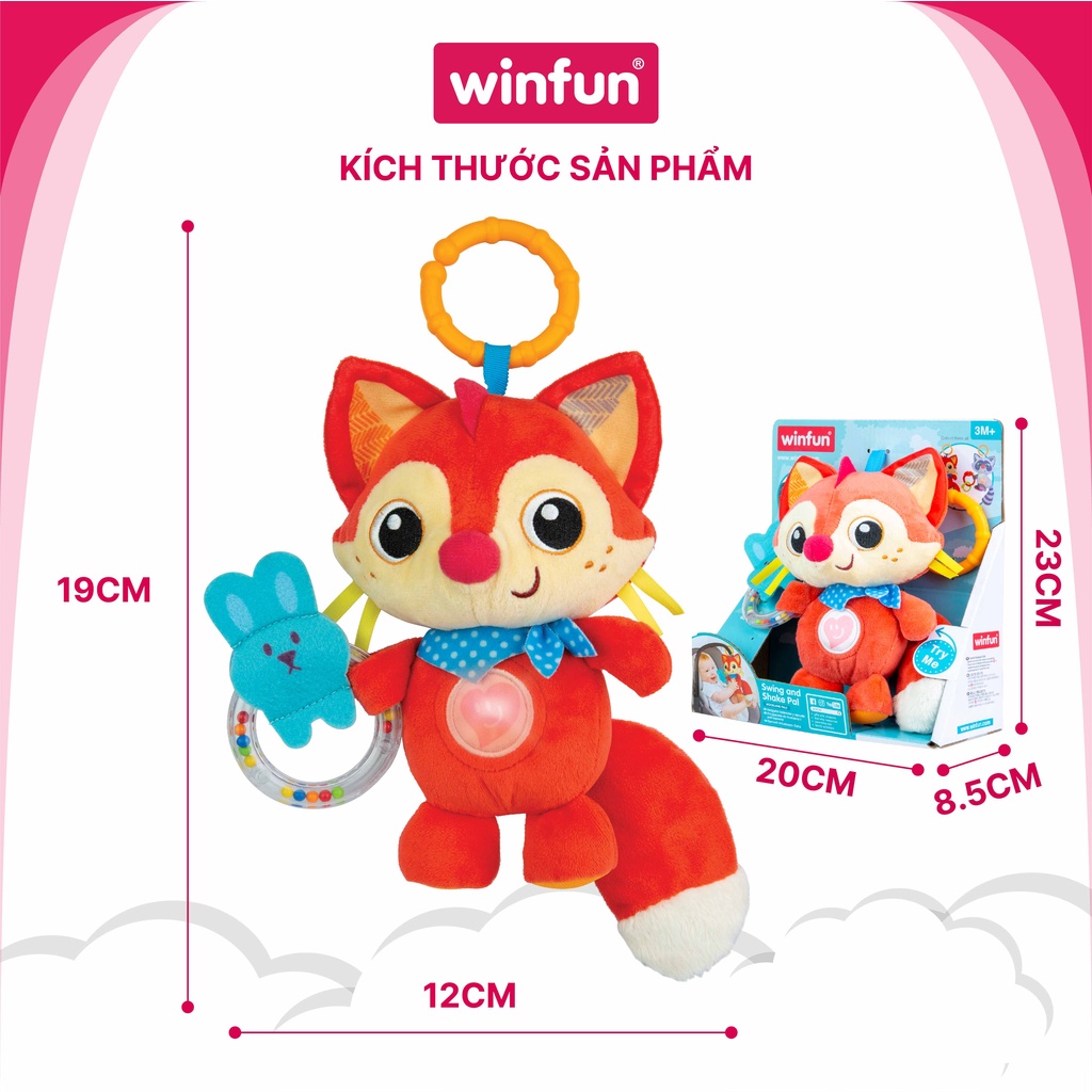 Gấu bông có nhạc cho bé, treo nôi cũi biết nói tiếng anh, chú cáo CoCo - Winfun 720021