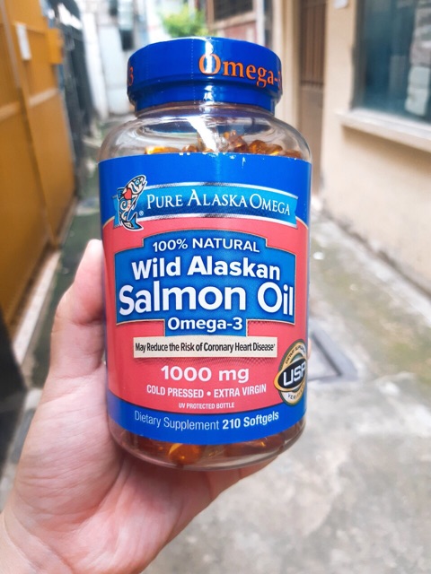 Viên dầu cá hồi Pure Alaska Salmon Oil Omega 3 1000 mg lọ 210 viên