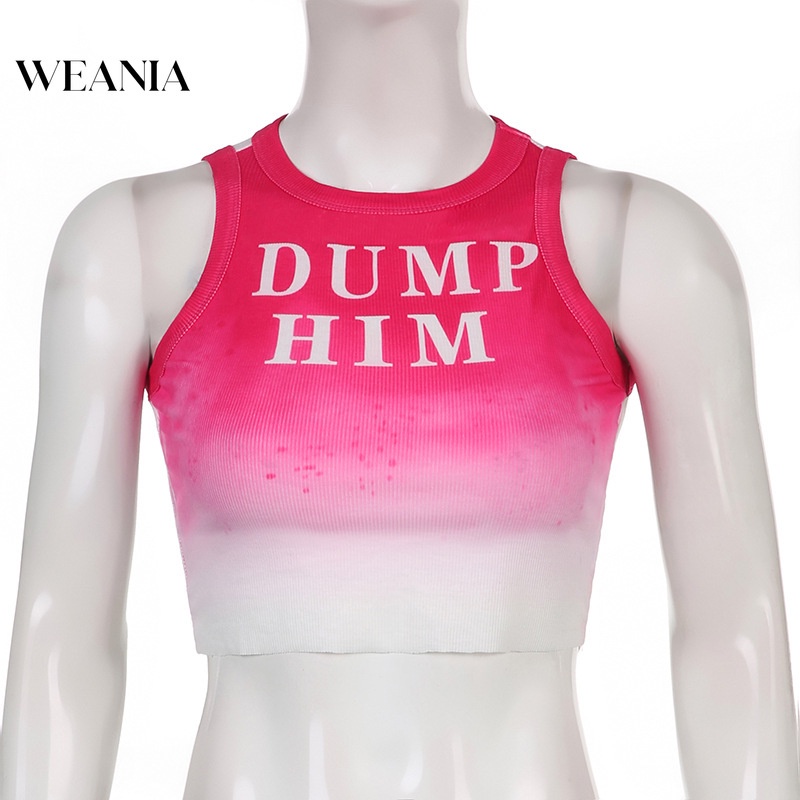 Áo Tank Top In Chữ Màu Gradient Phong Cách Đường Phố Cá Tính Cho Nữ