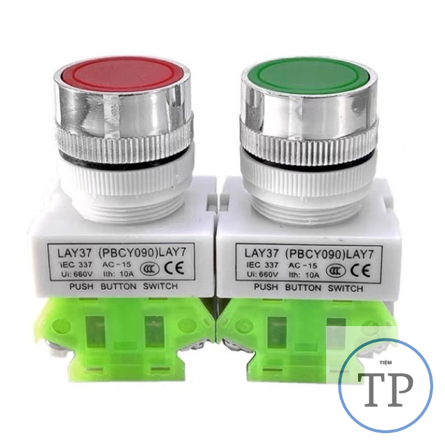 Công tắc nút nhấn đề LAY37-11 nhấn nhả phi 22mm không đèn / có đèn màu xanh, màu đỏ màu vàng giá tốt