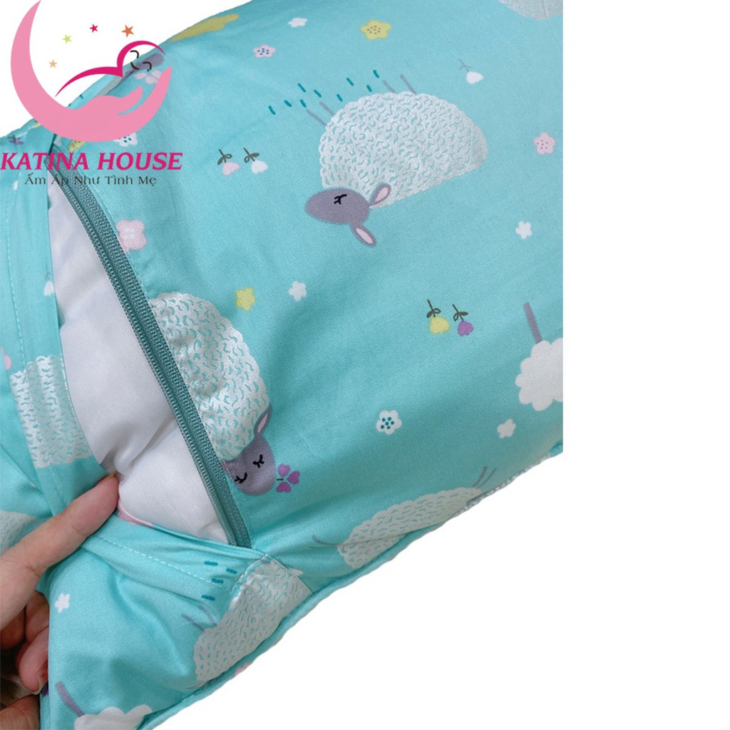 Gối trẻ em cao cấp 1-5t, gòn lông vũ nhân tạo vải Cotton satin hàn quốc giúp gối êm mềm, mát, nhiều họa tiết hình thú