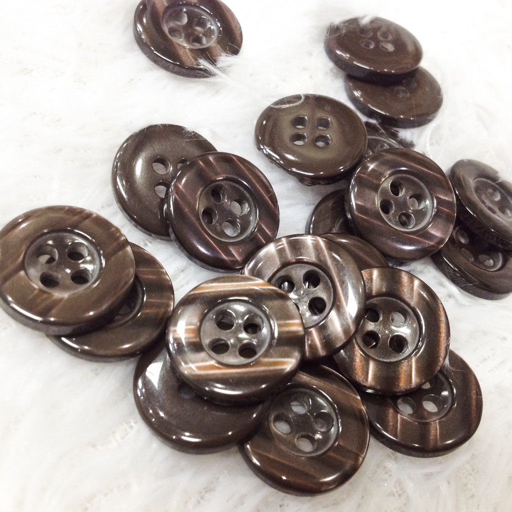 Nút áo 3d cúc vân sáng xà cừ khuy sơ mi in chữ đính kết trang phục đẹp size 1.5cm