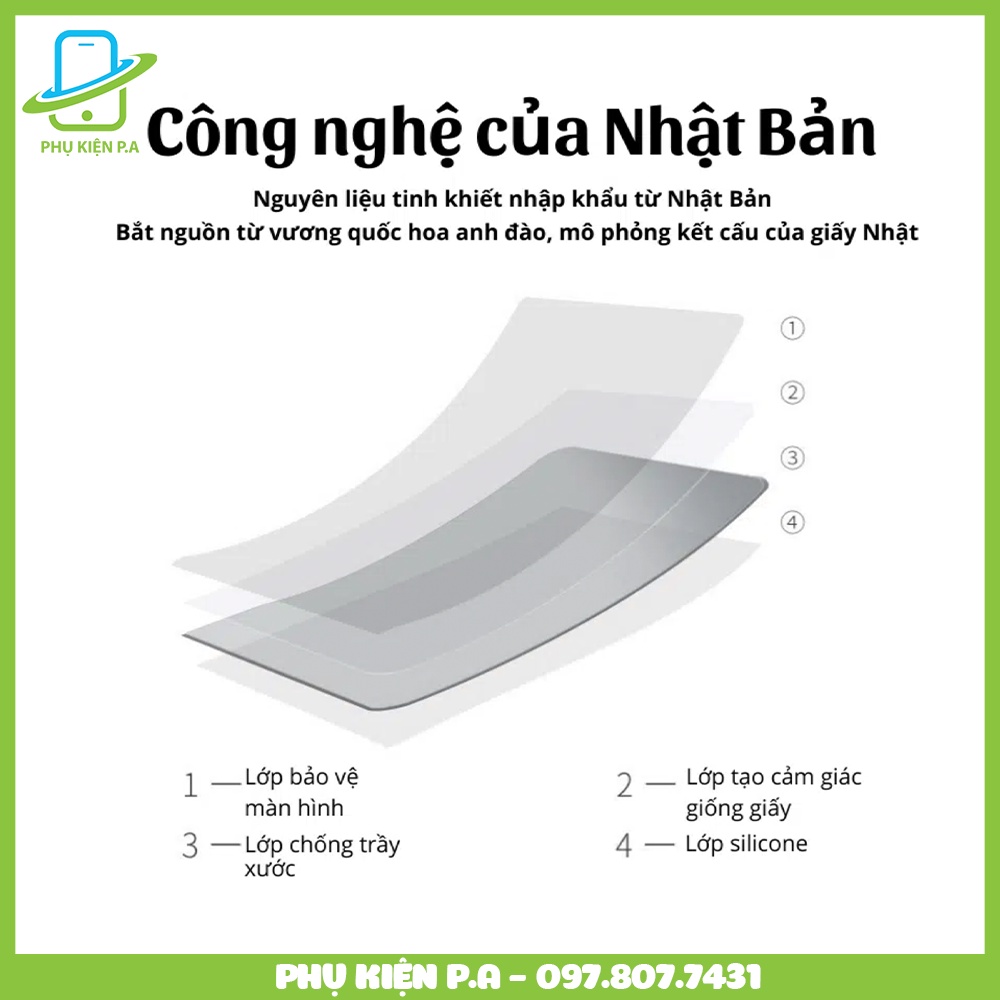 Miếng dán PaperLike Nhật Bản cho iPad Pro 11/12.9, Air 1/2/3/4/5, Mini 1/2/34/5/6, Gen 5/6/7/8/9