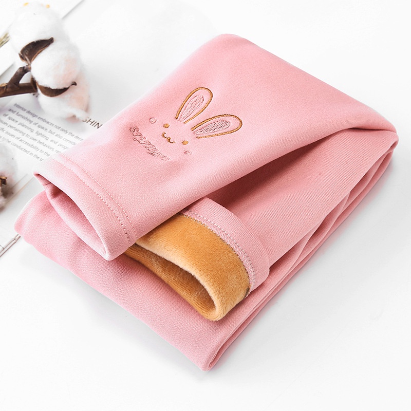 Quần legging bé gái nỉ lót lông size đại hình thỏ giữ ấm cho trẻ JIMADO SA588