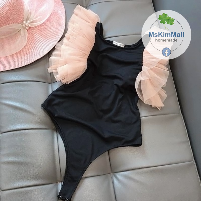 Bodysuit CAO CẤP tay phối voan cách điệu - hàng LIMITED