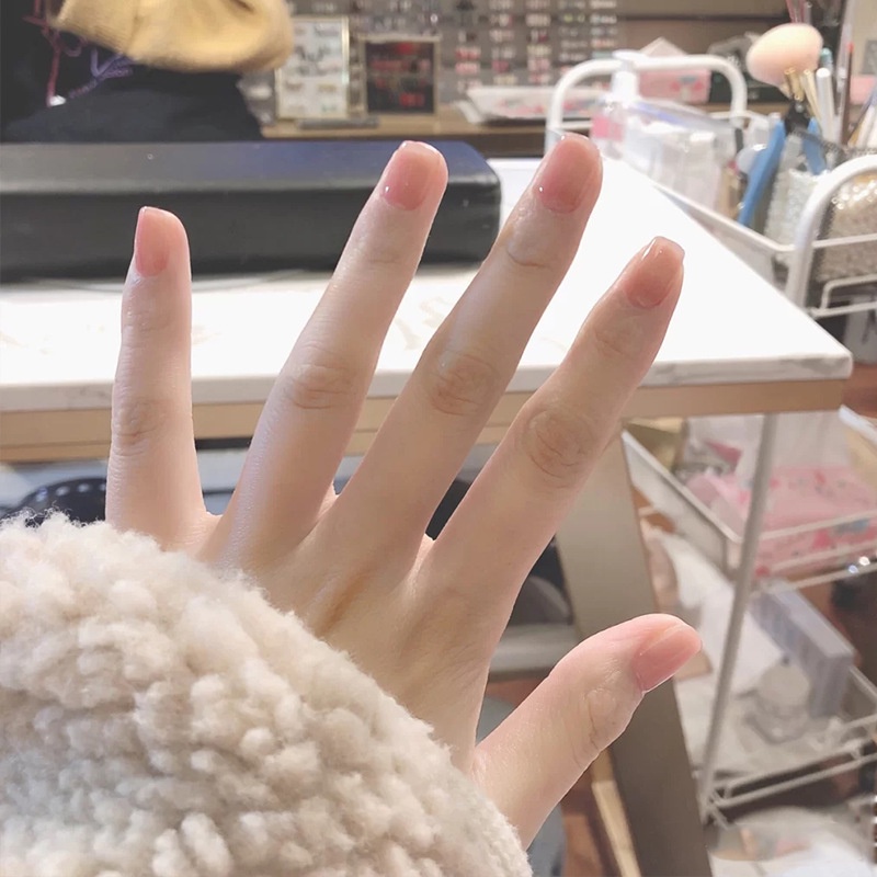 Bộ 24 Móng Tay Giả Ngắn Màu nude Thời Trang